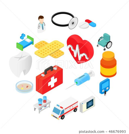 Medical isometric 3d symbols collection   46676993
