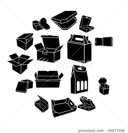 Boxes of different shapes icons set, simple style - Stock Illustration ...