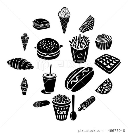 Fast food icons set 46677048