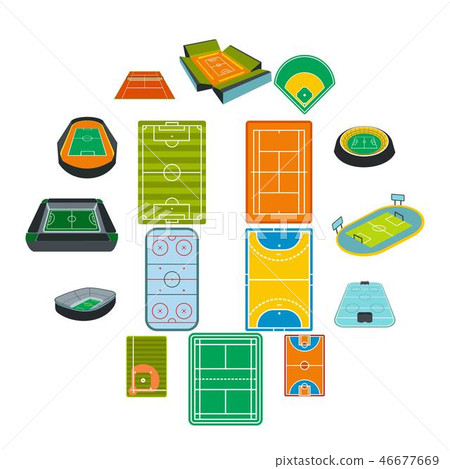 Stadium flat icons set 46677669