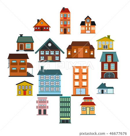 Houses flat icons set Houses flat icons set 46677676