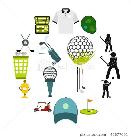 Golf flat icons set - Stock Illustration [46677691] - PIXTA