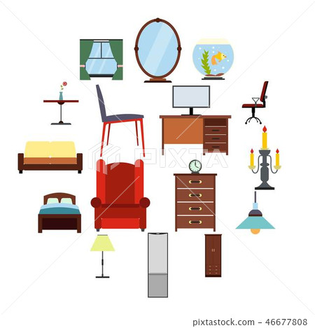 Furniture flat icons set - Stock Illustration [46677808] - PIXTA