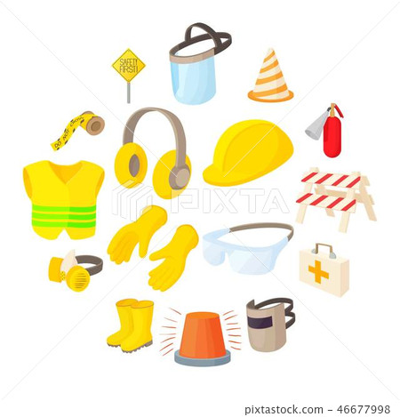 Safety icons set, cartoon style Safety icons set, cartoon style 46677998