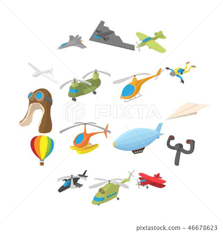 Aviation Icon Set, cartoon style Aviation Icon Set, cartoon style 46678623