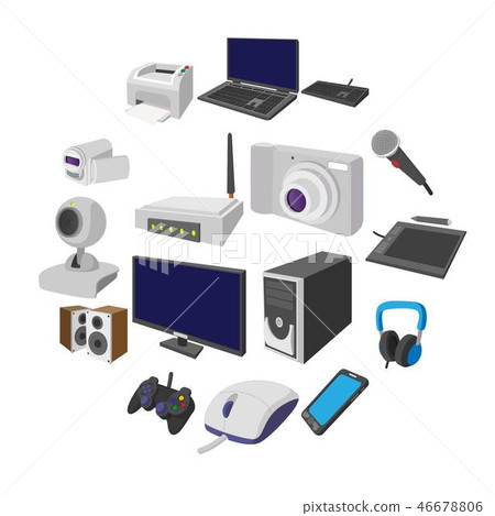 Technology and devices cartoon icons set 46678806