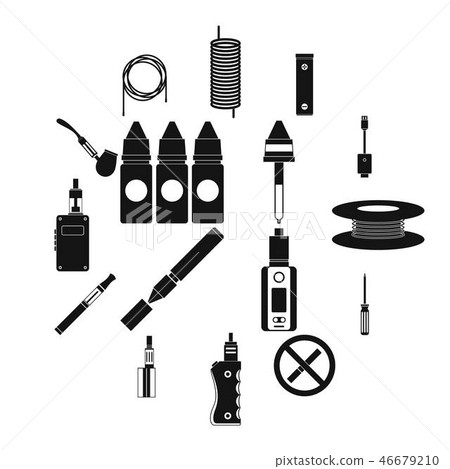 Electronic cigarettes icons set, simple style Electronic cigarettes icons set, simple style 46679210