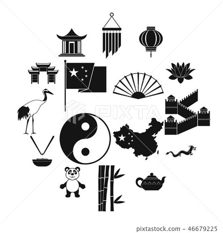 China black simple icons China black simple icons 46679225