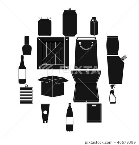 Packaging black simple icons set Packaging black simple icons set 46679399