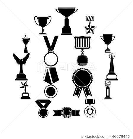 Trophy and awards simple icons set 46679445