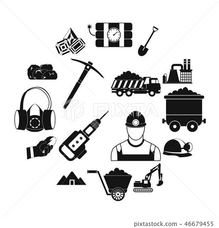 Mining icons simple set  46679455