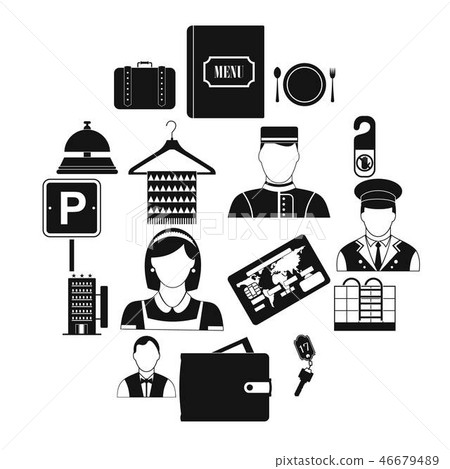 Hotel simple icons set Hotel simple icons set 46679489
