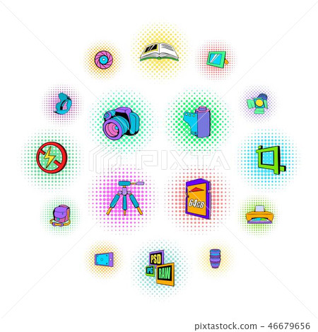 Photography set icons, pop-art style Photography set icons, pop-art style 46679656