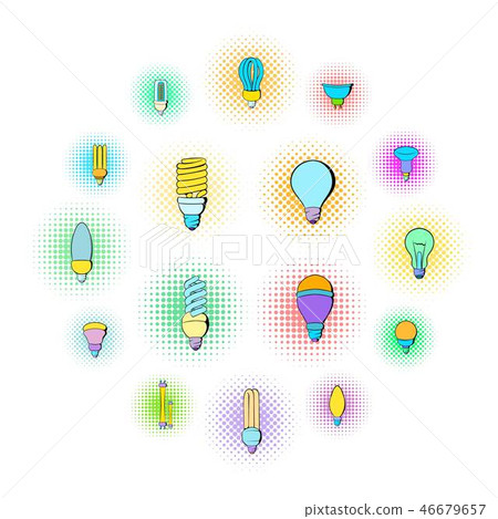 Light bulb icons set, pop-art style Light bulb icons set, pop-art style 46679657