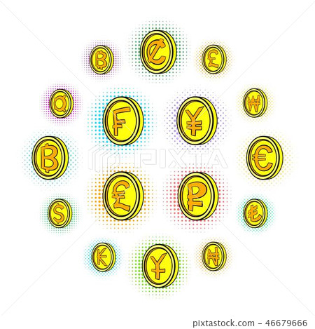 Currency icons set, pop-art style Currency icons set, pop-art style 46679666