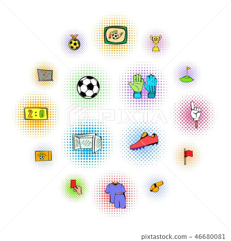 Soccer Icons set, comics style 46680081