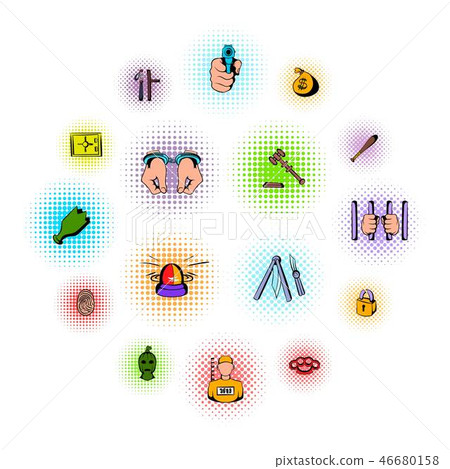 Crime comics icons Crime comics icons 46680158