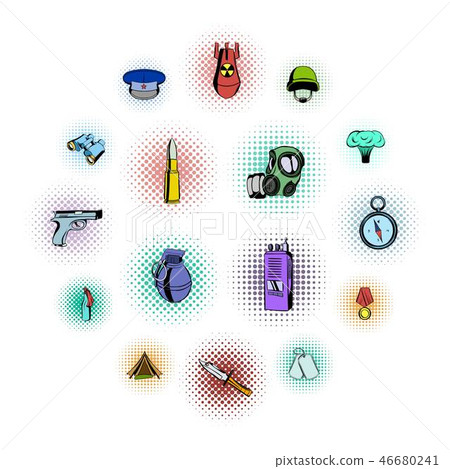 Military and war comics icons 46680241