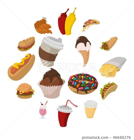Fast food cartoon icons Fast food cartoon icons 46680276