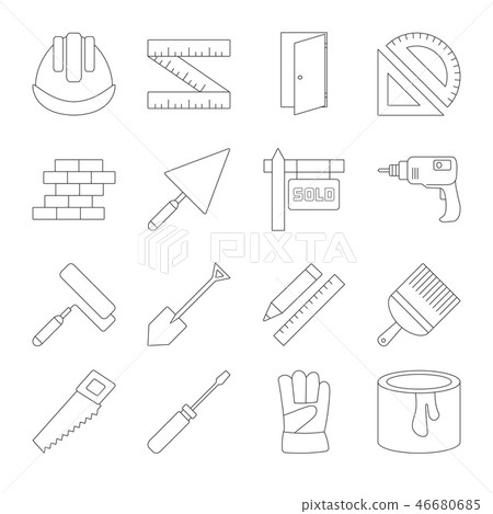 Building line icons set Building line icons set 46680685