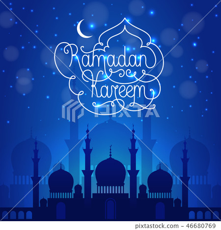 Ramadan Kareem dark blue illustration Ramadan Kareem dark blue illustration 46680769