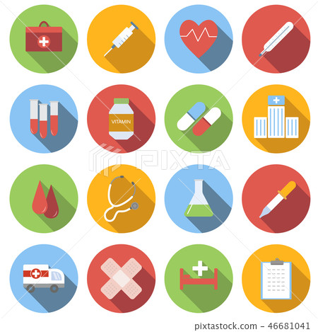 Medicine flat round icon set - Stock Illustration [46681041] - PIXTA
