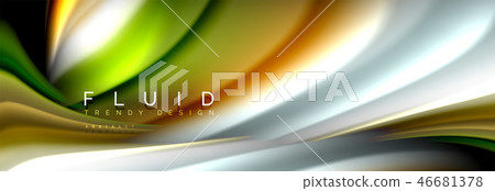 Abstract liquid colorful banner. Trendy wavy dynamic design. Fluid color shapes. Abstract liquid colorful banner. Trendy wavy dynamic design. Fluid color shapes. 46681378