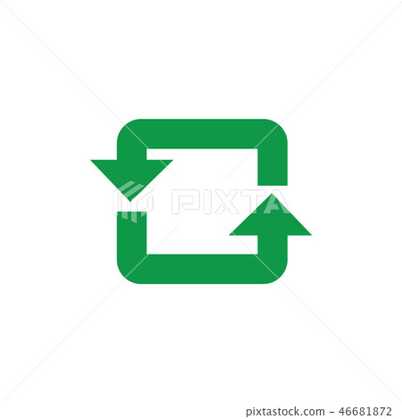 Recycle and reuse symbol with green arrows in rectangular form. 46681872