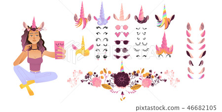 Vector unicorn mask photo booth props icon Vector unicorn mask photo booth props icon 46682105