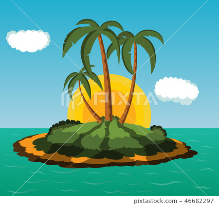 Island with palm trees 46682297