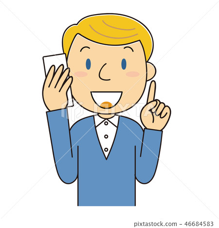 Foreign man holding forefinger while making a phone call 46684583