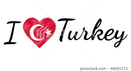 I love country Turkey turkish, text heart Doodle 46685171