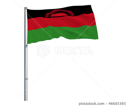 Isolate flag of Malawi on a flagpole fluttering. Isolate flag of Malawi on a flagpole fluttering. 46685365