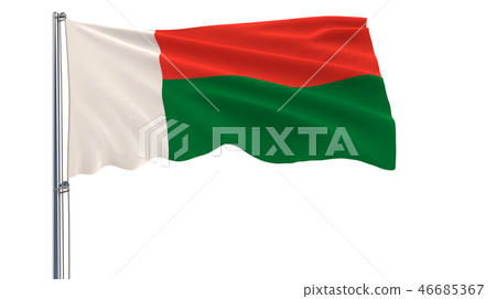Isolate flag of Madagascar on a flagpole. 46685367