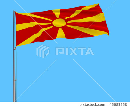 Isolate flag of Macedonia on a flagpole 46685368