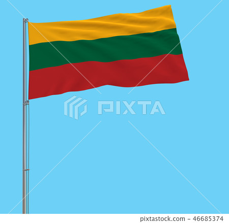 Isolate large cloth of Lithuania on a flagpole. Isolate large cloth of Lithuania on a flagpole. 46685374