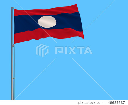 Isolate flag of Laos on a flagpole fluttering 46685387