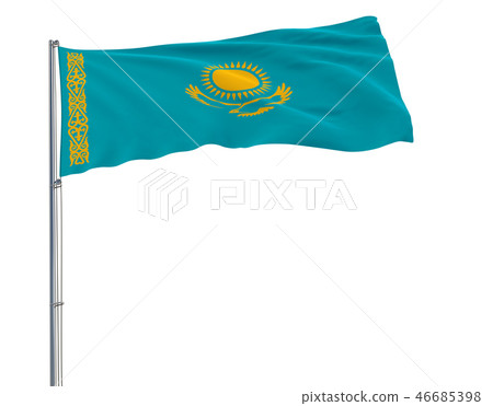 Isolate flag of Kazakhstan on flagpole fluttering Isolate flag of Kazakhstan on flagpole fluttering 46685398