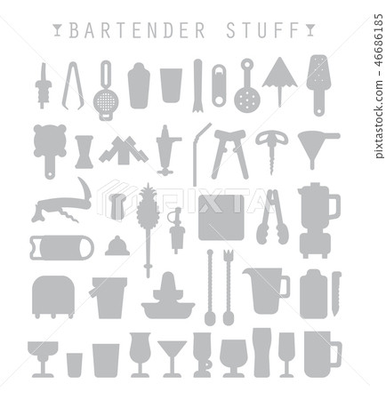 Bartender stuff. Flat design. Vector.  46686185