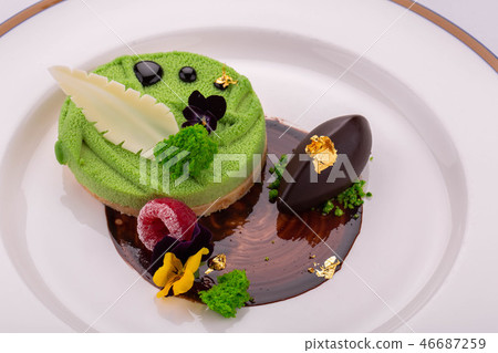 The sweet shortcake dough dessert with a pillow f The sweet shortcake dough dessert with a pillow f 46687259