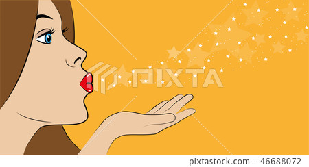 young girl blows stars wishes young girl blows stars wishes 46688072
