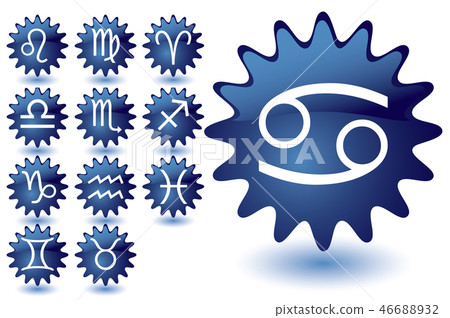 Blue glass suns as zodiac icons 46688932