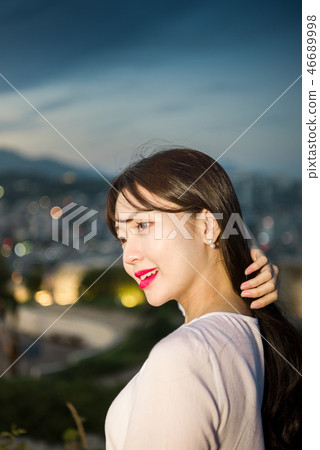 woman, girl, college girl, sunset, sunset, sunlight, twilight, outing, 46689998