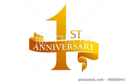 1 Year Ribbon Anniversary - Stock Illustration [46690043] - PIXTA