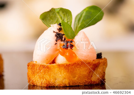 Cream sandwich from seafood with red caviar 46692304