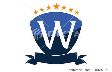 Emblem Star Ribbon Shield Initial W - Stock Illustration [46692930] - PIXTA