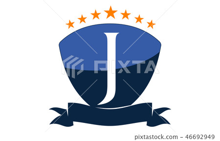 Emblem Star Ribbon Shield Initial J Emblem Star Ribbon Shield Initial J 46692949
