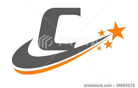 Star Swoosh Letter C Star Swoosh Letter C 46693078