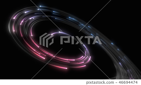 black strings with glowing pink and blue heads in dark. 3d illustration 46694474