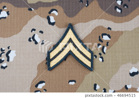 US ARMY Corporal rank patch on desert uniform  46694515